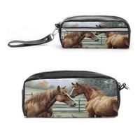 MNVTSKOP Animali Ricamo Dipinti Cavalli Trucco Borsa Piccolo Cosmetico Viaggio Caso Portatile Cancelleria Organizzatore per le Donne