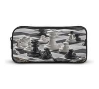 MNVTSKOP Astuccio a scacchi bianco e nero di grande capacità, astuccio per matite da ufficio per uomo e donna, organizer da scrivania