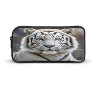 MNVTSKOP Astuccio con tigre bianca, grande capacità, astuccio per matite da ufficio, per uomini e donne, organizer da scrivania