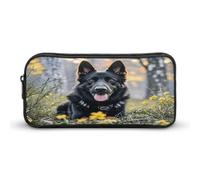 MNVTSKOP Astuccio nero con pastore tedesco, grande capacità, astuccio per matite da ufficio, per uomini e donne, organizer da scrivania