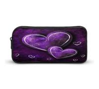 MNVTSKOP Astuccio per matite con cuori viola, grande capacità, astuccio da ufficio per uomo e donna, organizer da scrivania