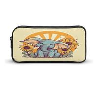MNVTSKOP Astuccio per matite con elefante allegro di grande capacità, astuccio da ufficio per uomini e donne, organizer da scrivania