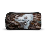 MNVTSKOP Astuccio per matite con gatto con occhi blu, grande capacità, astuccio per matite da ufficio, per uomini e donne, organizer da scrivania