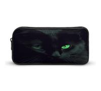 MNVTSKOP Astuccio per matite con gatto nero con occhi verdi, grande capacità, astuccio da ufficio per uomo e donna, organizer da scrivania