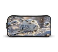 MNVTSKOP Astuccio per matite con gufo bianco invernale, grande capacità, astuccio da ufficio per uomo e donna, organizer da scrivania