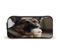 MNVTSKOP Astuccio per matite con motivo cane che ama il gelato, grande capacità, astuccio da ufficio per uomo e donna, organizer da scrivania