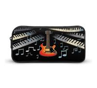 MNVTSKOP Astuccio per matite con motivo chitarra e pianoforte, grande capacità, per ufficio, per uomini e donne, organizer da scrivania