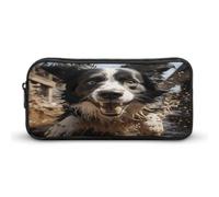 MNVTSKOP Astuccio per matite con stampa di Border Collie, grande capacità, per ufficio, per uomini e donne, organizer da scrivania