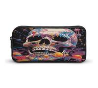 MNVTSKOP Astuccio per matite con teschio e gelato, grande capacità, astuccio da ufficio per uomo e donna, organizer da scrivania