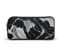 MNVTSKOP Astuccio per matite con texture in marmo bianco e nero di grande capacità, astuccio da ufficio per uomo e donna, organizer da scrivania