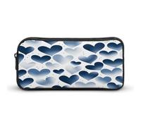 MNVTSKOP Astuccio per matite da ufficio con cuore blu navy, grande capacità, organizer da scrivania per uomo e donna