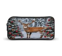 MNVTSKOP Astuccio per matite di Natale con alberi di cervo di mucca grande capacità astuccio per matite da ufficio per uomo donna organizer da scrivania