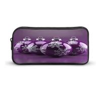 MNVTSKOP Astuccio per matite viola con palla di Natale di grande capacità, astuccio da ufficio per uomo e donna, organizer da scrivania