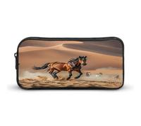 MNVTSKOP Astuccio portamatite con cavalli che corrono nel deserto, grande capacità, astuccio da ufficio per uomini e donne, organizer da scrivania