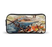 MNVTSKOP Astuccio portamatite di grande capacità, con lucertola sul ramo, astuccio da ufficio per uomini e donne, organizer da scrivania