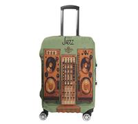 MNVTSKOP Attrezzatura musicale jazz con sfondo vintage coperture per bagagli antigraffio lavabile copertura valigia poliestere elastico viaggio protezione per bagagli per valigia copertura protettiva