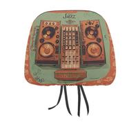 MNVTSKOP Attrezzatura musicale jazz con sfondo vintage copri poggiatesta per auto, universale, anti-sporco, protezione per poggiatesta auto, facile da installare, resistente, traspirante, accessori