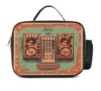 MNVTSKOP Attrezzatura musicale jazz con sfondo vintage Lunch Box riutilizzabile Lunchbox a tenuta stagna Tote Bag con manico per ufficio picnic spiaggia
