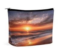 MNVTSKOP Beach Sunrise Cosmetic Bag Grande Capacità Viaggio Makeup Bag Trendy Portable Toiletry Bag per le donne