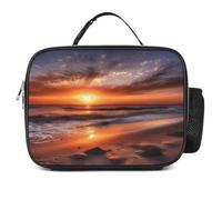 MNVTSKOP Beach Sunrise Lunch Box Riutilizzabile Borsa Tote a Prova di Perdite con Manico per Ufficio Picnic Spiaggia