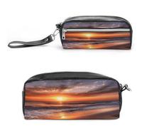 MNVTSKOP Beach Sunrise Makeup Bag Piccola Custodia da Viaggio Cosmetici Portatile Cancelleria Organizzatore per Donne Insegnante