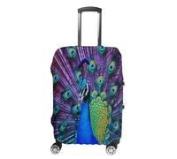 MNVTSKOP Beauty Peacock - Copertura per valigia, resistente ai graffi, lavabile, in poliestere, elastica, protezione per bagagli da viaggio, bianco, XL
