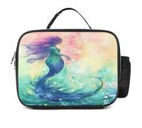 MNVTSKOP Bella borsa portapranzo a forma di coda di sirena, riutilizzabile, a prova di perdite, con manico, per ufficio, picnic, spiaggia