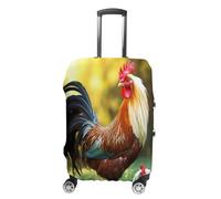 MNVTSKOP Bella copertura per bagagli a forma di gallina, resistente ai graffi, lavabile, in poliestere, elastica, protezione per bagagli da viaggio, bianco, S