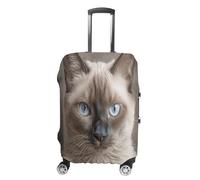 MNVTSKOP Bella copertura per bagagli a forma di gatto siamese, antigraffio, lavabile, in poliestere, elastica, da viaggio, protezione per valigie, bianco, S