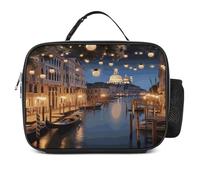 MNVTSKOP Bella scatola portapranzo Venezia di notte, riutilizzabile, a prova di perdite, con manico, per ufficio, picnic, spiaggia