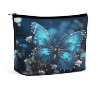MNVTSKOP Blu Farfalla E Luna Cosmetici Bag Grande Capacità Viaggio Makeup Bag Trendy Portable Toiletry Bag per le Donne