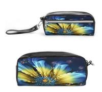 MNVTSKOP Blu Giallo Fiore Trucco Sacchetto Piccolo Cosmetico Viaggio Caso Portatile Cancelleria Organizzatore per Donne Insegn