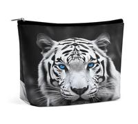 MNVTSKOP Blue Eyed Tiger Cosmetic Bag Grande Capacità Viaggio Makeup Bag Trendy Portable Toiletry Bag per le donne