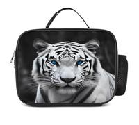 MNVTSKOP Blue Eyed Tiger Lunch Box Riutilizzabile Borsa Tote Bag a Prova di Perdite con Manico per Ufficio Picnic Spiaggia