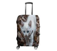 MNVTSKOP Blue Eyes Cat Copertura per bagagli antigraffio lavabile in poliestere elastico protezione per bagagli da viaggio per valigia copertura protettiva, bianco, XL