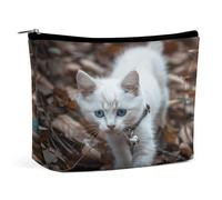 MNVTSKOP Blue Eyes Cat Cosmetic Bag Grande Capacità di Viaggio Makeup Bag Trendy Portable Toiletry Bag per le donne