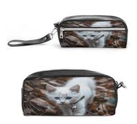 MNVTSKOP Blue Eyes Cat Makeup Bag Piccolo Cosmetico Viaggio Caso Portatile Cancelleria Organizzatore per Donne Insegnante