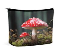 MNVTSKOP Borsa cosmetica a fungo rosso e bianco borsa da viaggio di grande capacità borsa da toilette portatile alla moda per le donne