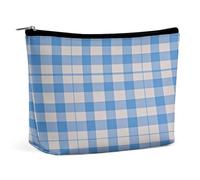 MNVTSKOP Borsa cosmetica blu e bianca di grande capacità di viaggio di trucco borsa da toilette portatile alla moda per le donne