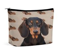 MNVTSKOP Borsa cosmetica con cane bassotto Borsa da viaggio di grande capacità Borsa da toilette portatile alla moda per le donne