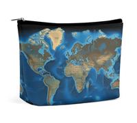 MNVTSKOP Borsa cosmetica con mappa del mondo, borsa da viaggio di grande capacità, borsa da toilette portatile alla moda per le donne