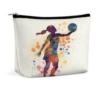 MNVTSKOP Borsa cosmetica con motivo a pallacanestro Borsa per trucco da viaggio di grande capacità Borsa da toilette portatile alla moda