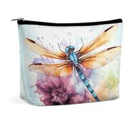 MNVTSKOP Borsa cosmetica con pittura ad acquerello con libellula, borsa da viaggio di grande capacità, borsa da toilette portatile alla moda per le donne