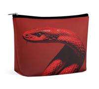MNVTSKOP Borsa cosmetica con serpente rosso riccio borsa da viaggio di grande capacità borsa da toilette portatile alla moda per le donne