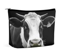 MNVTSKOP Borsa cosmetica con testa di mucca divertente animale borsa da viaggio di grande capacità borsa da toilette portatile alla moda per le donne