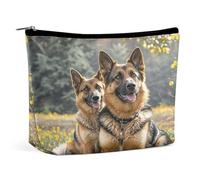 MNVTSKOP Borsa cosmetica da viaggio con cani pastore tedesco, grande capacità, borsa da toeletta portatile alla moda per le donne