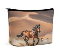 MNVTSKOP Borsa cosmetica da viaggio con cavalli che corrono nel deserto tempesta di grande capacità borsa da viaggio borsa da toilette portatile alla moda per le donne