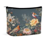 MNVTSKOP Borsa cosmetica da viaggio con fiori e uccelli, grande capacità, borsa da toilette portatile alla moda per le donne