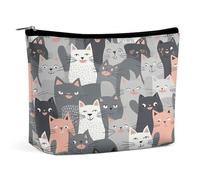 MNVTSKOP Borsa cosmetica da viaggio con motivo di gatti grigi carino divertente borsa da viaggio di grande capacità borsa da toilette portatile alla moda per le donne