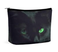 MNVTSKOP Borsa cosmetica da viaggio con occhi verdi con gatto nero borsa da viaggio di grande capacità borsa da toilette portatile alla moda per le donne